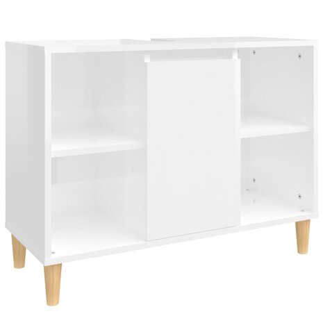 Wastafelkast 80x33x60 cm bewerkt hout hoogglans wit 2