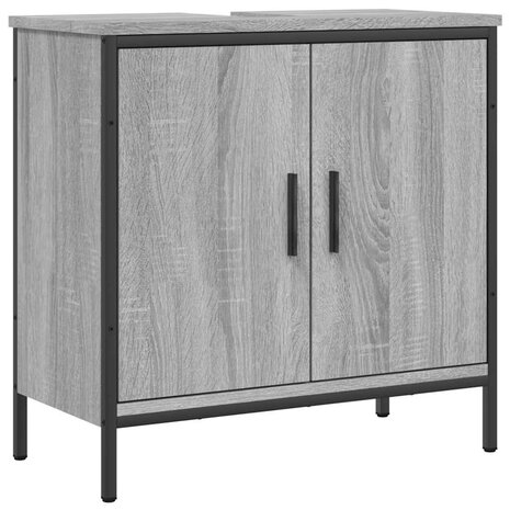 Wastafelkast 60x30x60 cm bewerkt hout grijs sonoma eikenkleurig 2