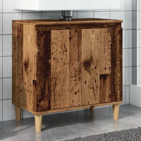 Wastafelkast 58x33x60 cm bewerkt hout oud houtkleurig 1