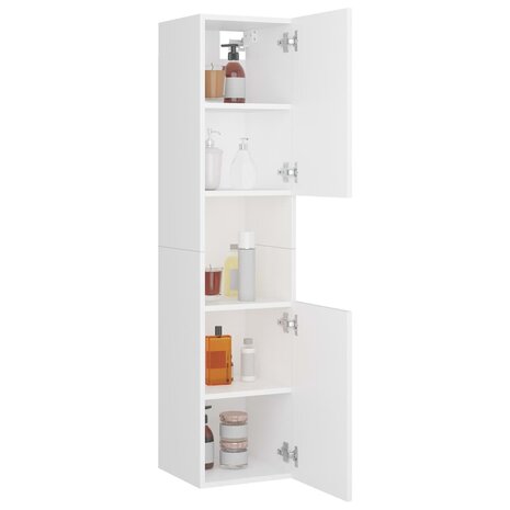 Badkamerkast 30x30x130 cm bewerkt hout wit 4