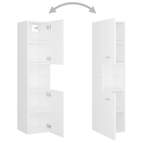 Badkamerkast 30x30x130 cm bewerkt hout wit 5