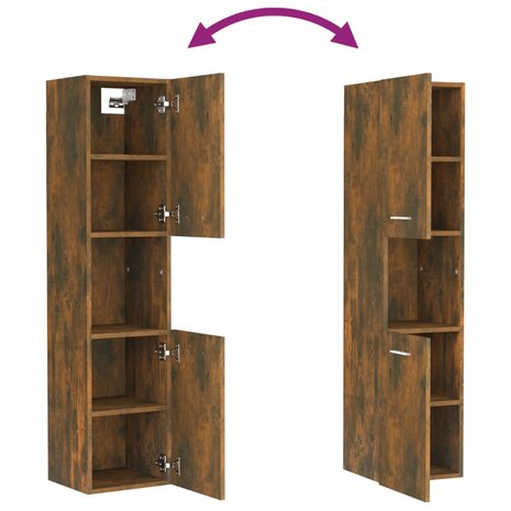 Badkamerkast 30x30x130 cm bewerkt hout gerookt eikenkleurig 9