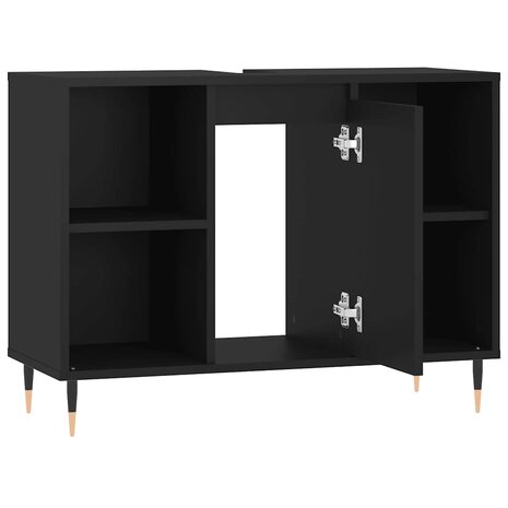 Badkamerkast 80x33x60 cm bewerkt hout zwart 5