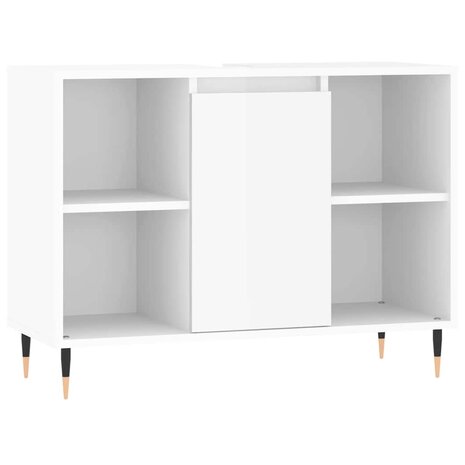Badkamerkast 80x33x60 cm bewerkt hout hoogglans wit 2