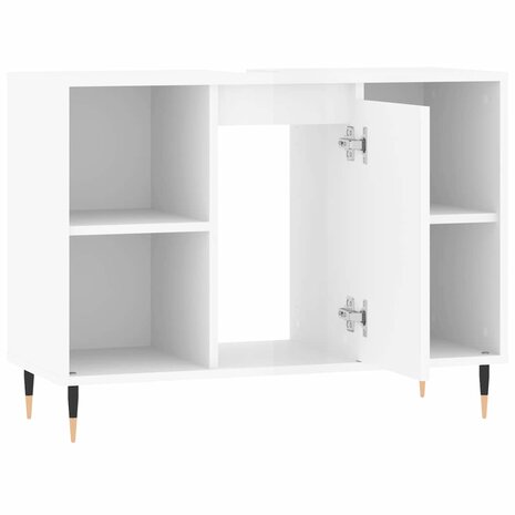 Badkamerkast 80x33x60 cm bewerkt hout hoogglans wit 5