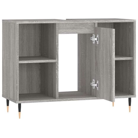 Badkamerkast 80x33x60 cm bewerkt hout grijs sonoma eikenkleurig 5