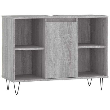 Badkamerkast 80x33x60 cm bewerkt hout grijs sonoma eikenkleurig 2