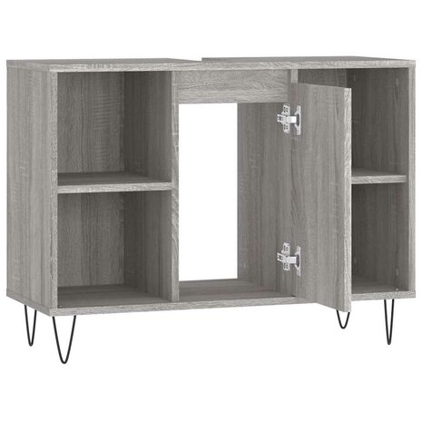 Badkamerkast 80x33x60 cm bewerkt hout grijs sonoma eikenkleurig 6
