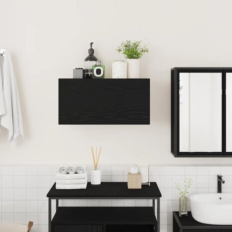 Badkamerwandkast 60x25x30 cm bewerkt hout zwart 3