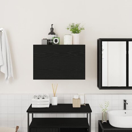 Badkamerwandkast 60x25x40 cm bewerkt hout zwart 3