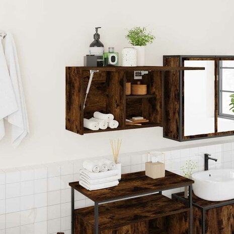 Badkamerwandkast 60x25x40 cm bewerkt hout gerookt eikenkleurig 1