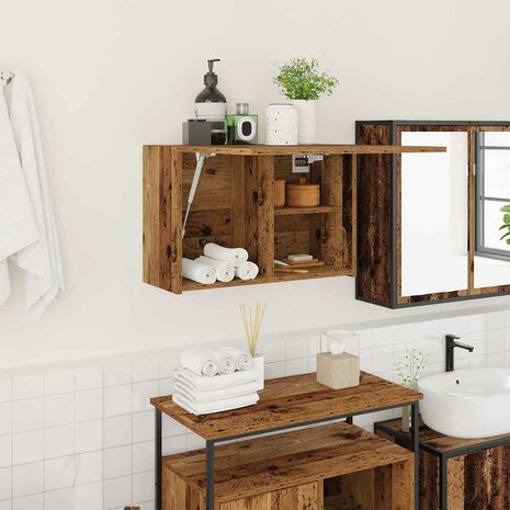 Badkamerwandkast 60x25x40 cm bewerkt hout oud houtkleurig 1