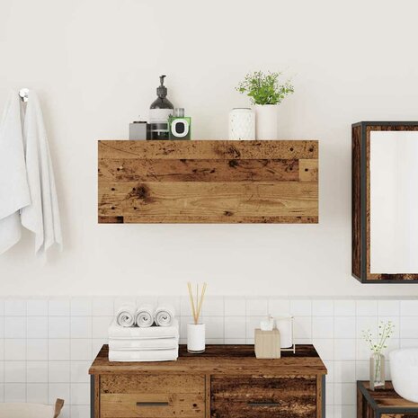 Badkamerwandkast 80x25x30 cm bewerkt hout oud houtkleurig 3