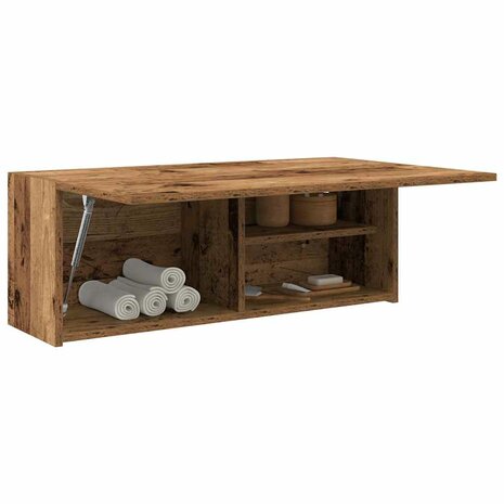 Badkamerwandkast 80x25x30 cm bewerkt hout oud houtkleurig 4