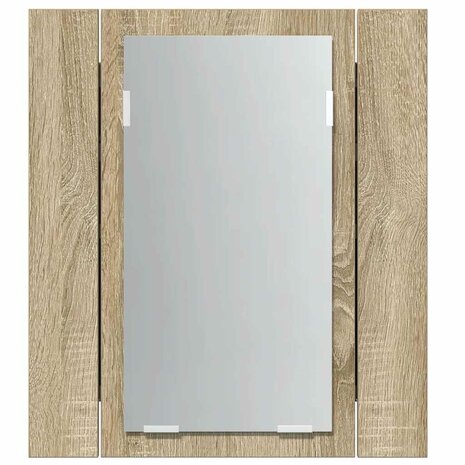 Badkamerkast met spiegel LED 40x12x45 acryl sonoma eikenkleurig 9