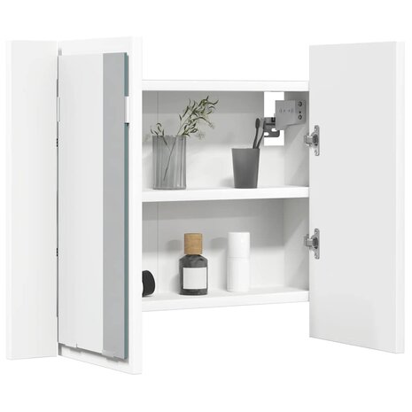 Badkamerkast met spiegel en LED 60x12x45 cm acryl wit 7