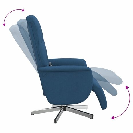Massagestoel verstelbaar met voetensteun stof blauw 6
