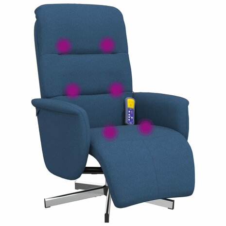 Massagestoel verstelbaar met voetensteun stof blauw 7