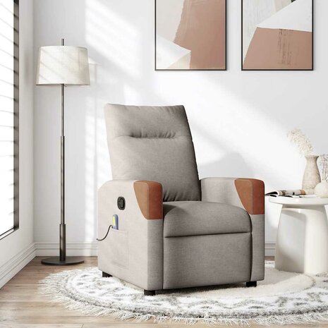 Massagestoel verstelbaar stof taupe 1