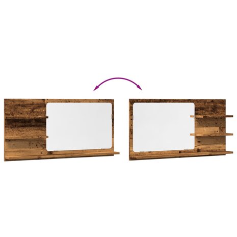 Badkamerspiegelkast 90x11x45 cm bewerkt hout oud houtkleurig 7