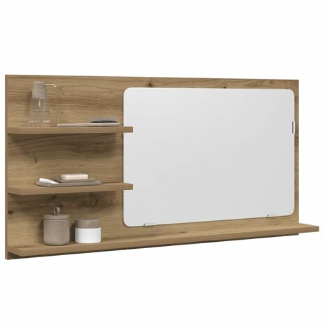 Badkamerspiegelkast 90x11x45 cm bewerkt hout artisanaal eiken 1