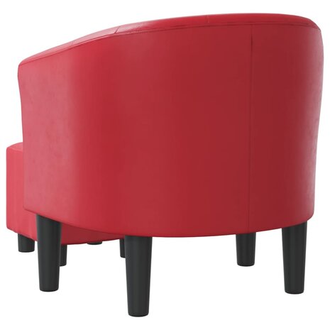 Kuipstoel met voetenbankje kunstleer rood 5