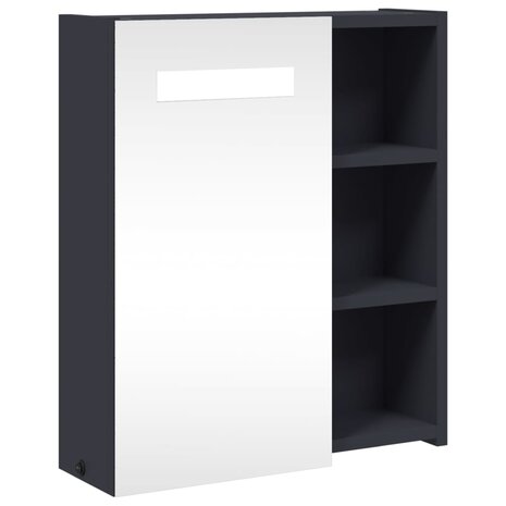Badkamerkast met spiegel en LED 45x13x52 cm grijs 2
