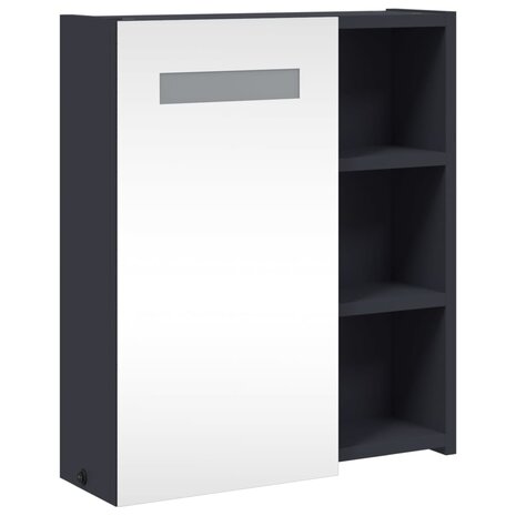 Badkamerkast met spiegel en LED 45x13x52 cm grijs 4