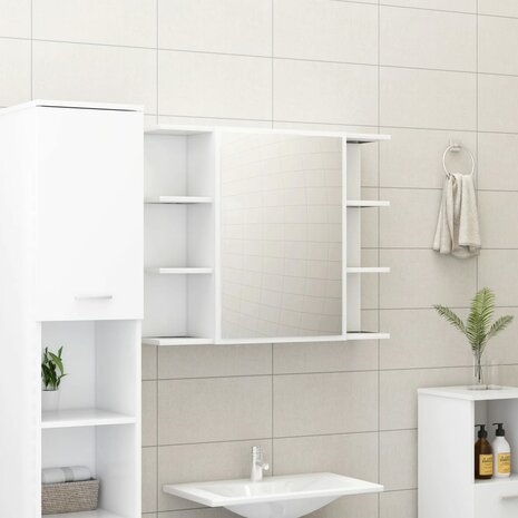 Badkamerspiegelkast 80x20,5x64 cm bewerkt hout wit 1