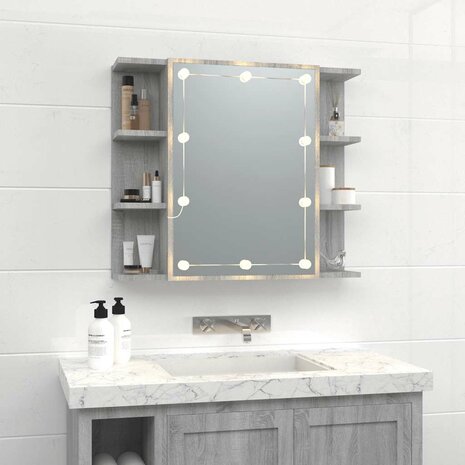 Spiegelkast met LED-verlichting 70x16,5x60 cm grijs sonoma 3