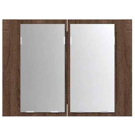 Spiegelkast LED 60x12x45 cm bewerkt hout bruin eikenkleur 7