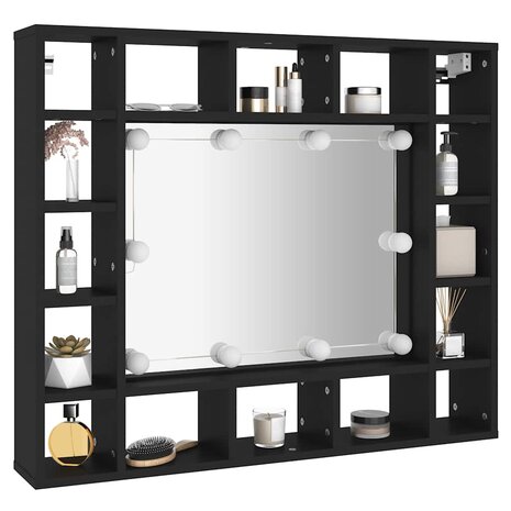 Spiegelkast met LED-verlichting 91x15x76,5 cm zwart 5