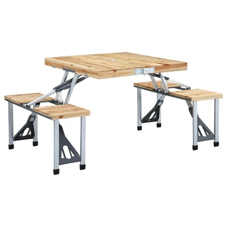 Campingtafel inklapbaar met 4 zitjes staal en aluminium 1