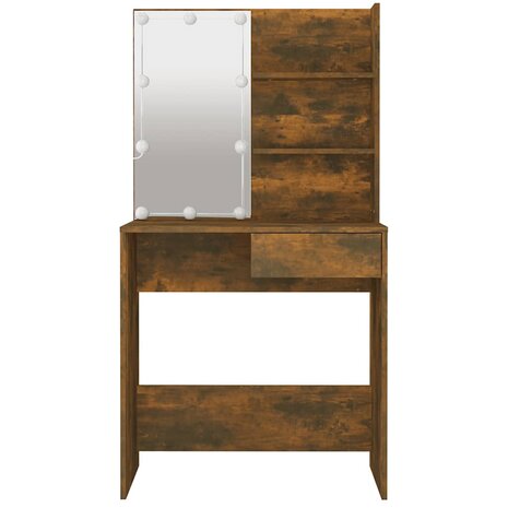 Kaptafel met LED-verlichting 74,5x40x141 cm gerookt eikenkleur 5