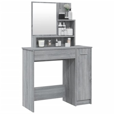 Kaptafel met spiegel 86,5x35x136 cm grijs sonoma eikenkleurig 4