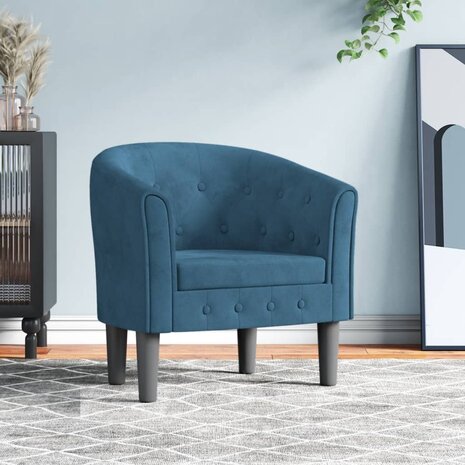 Kuipstoel fluweel donkerblauw 1