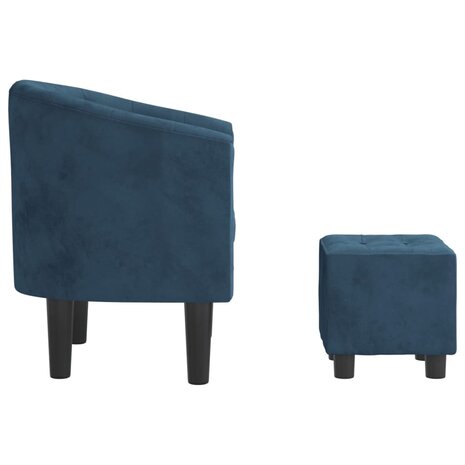 Kuipstoel met voetenbank fluweel donkerblauw 4
