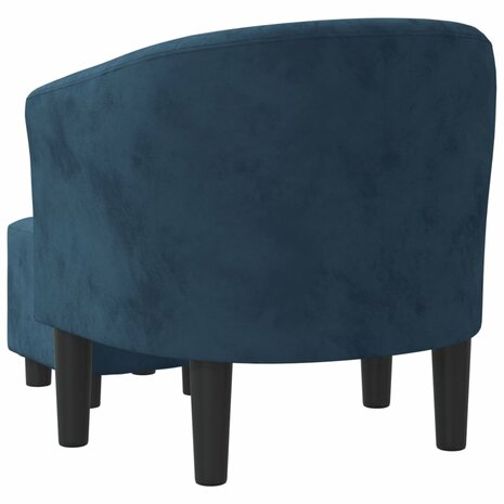 Kuipstoel met voetenbank fluweel donkerblauw 5