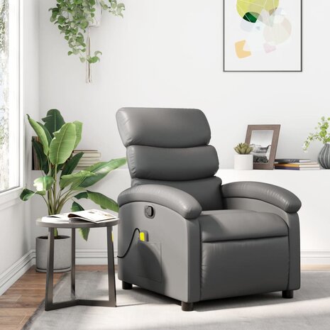 Massagestoel van grijs kunstleer 1