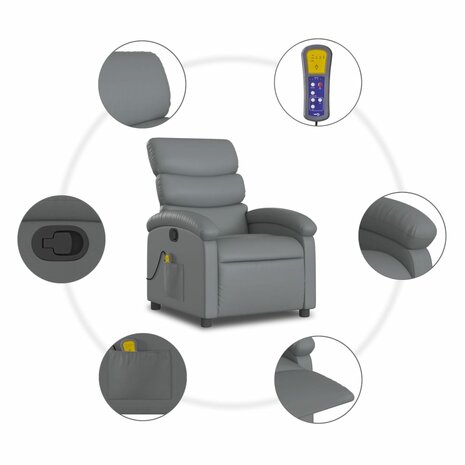 Massagestoel van grijs kunstleer 8
