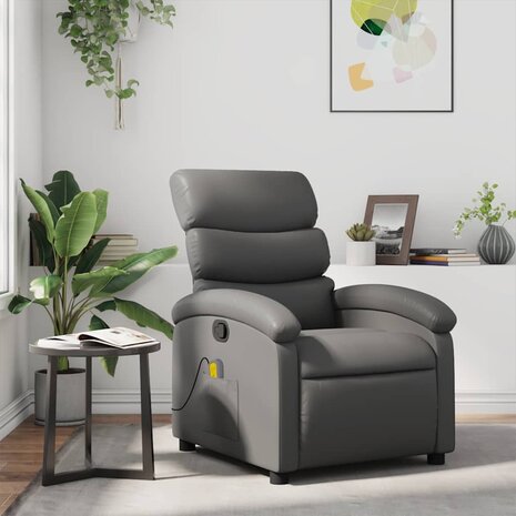 Massagestoel verstelbaar kunstleer grijs 1