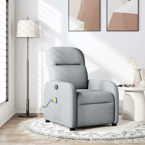 Massagestoel verstelbaar stof lichtgrijs 1