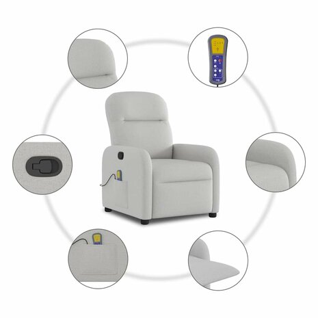 Massagestoel verstelbaar stof wolk grijs 8