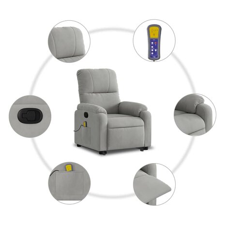 Sta-op-massagestoel verstelbaar microvezelstof lichtgrijs 8
