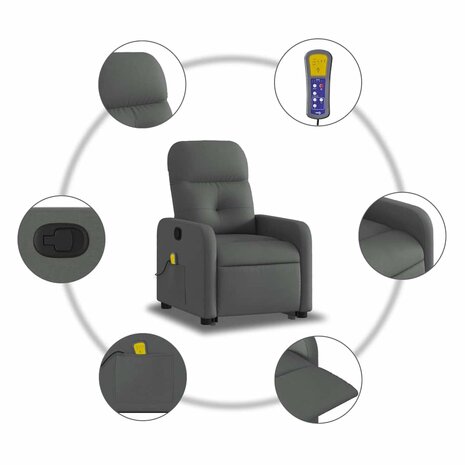 Sta-op-massagestoel verstelbaar stof donkergrijs 8