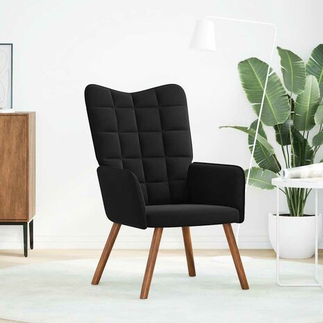 Relaxstoel fluweel zwart 2