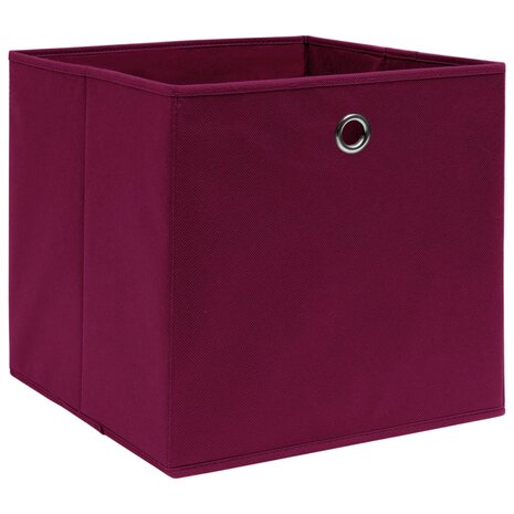 Opbergboxen 4 st 28x28x28 cm nonwoven stof donkerrood 2
