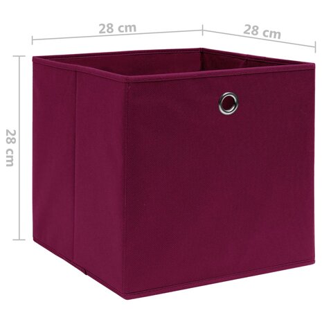 Opbergboxen 4 st 28x28x28 cm nonwoven stof donkerrood 5