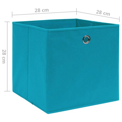 Opbergboxen 4 st 28x28x28 cm nonwoven stof babyblauw 5