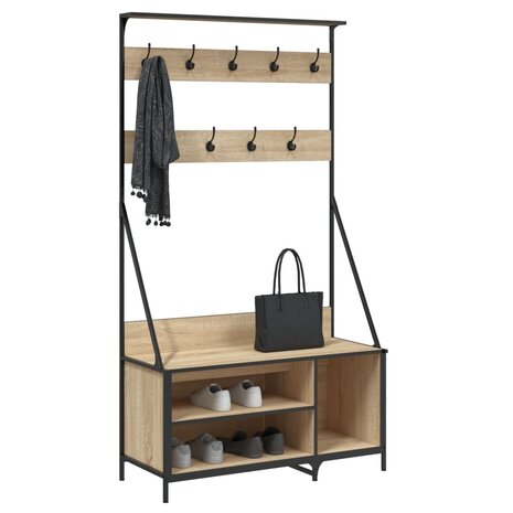 Kledingrek met schoenenrek 100x41x184 cm sonoma eikenkleurig 3
